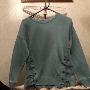 Long sleeve sweatshirt with ribbon on both sides